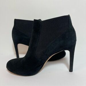 Via Spiga Women's Black Suede Stiletto Heel Pull-On Ankle Booties Boots 7M 37.5